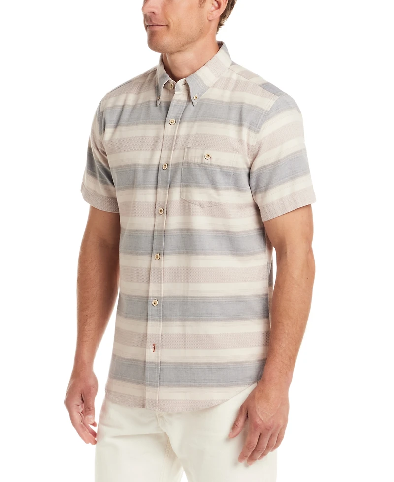 Weatherproof Vintage Men's Short Sleeve Burnout Striped Button-Front Shirt