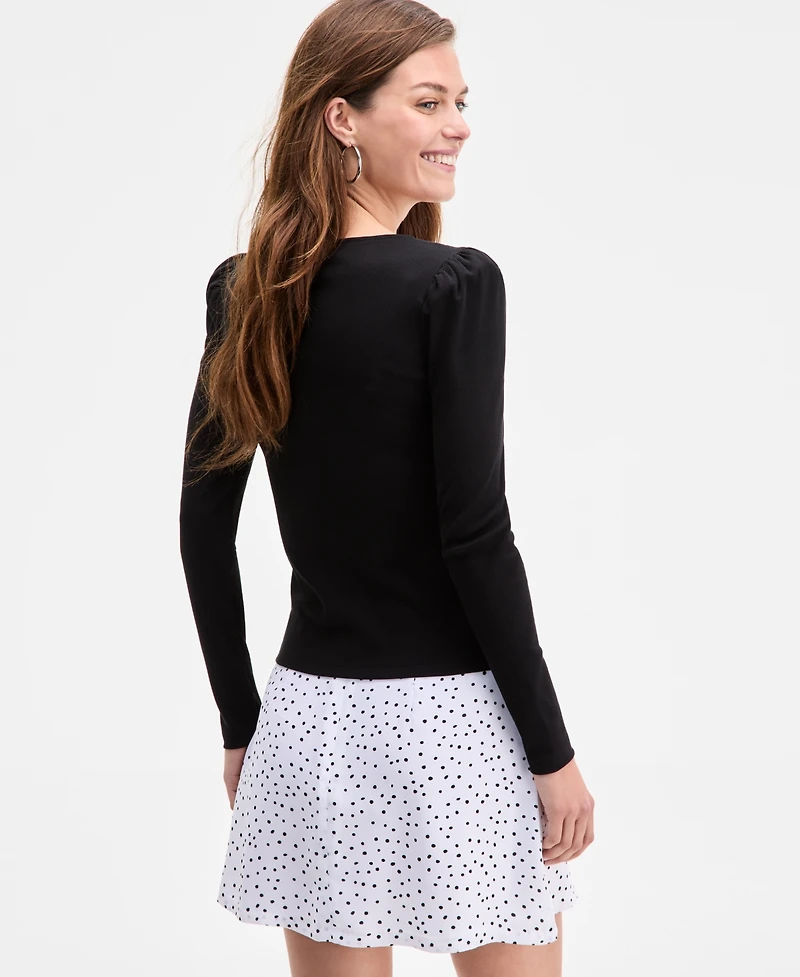 On 34th Women's Square-Neck Puff-Sleeve Top, Exclusively at Macy's
