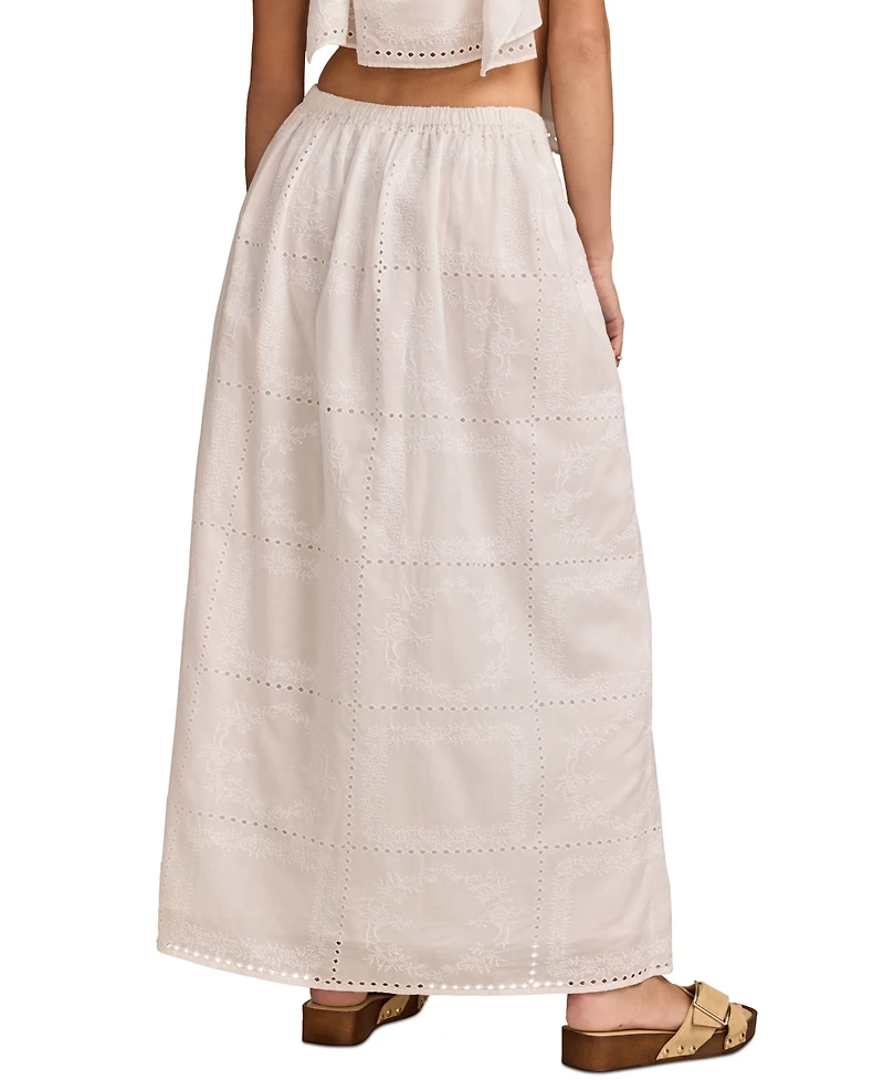 Lucky Brand Women's Embroidered Breezy Eyelet Maxi Skirt