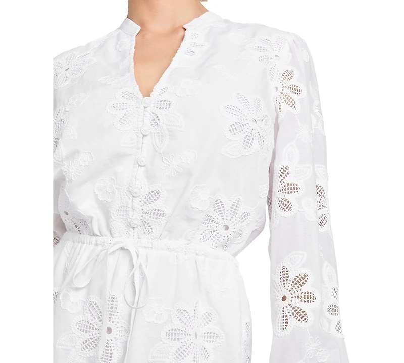 Guess Women's Hazel Embroidered Long-Sleeve Romper