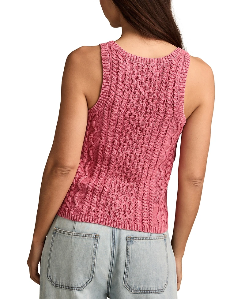Lucky Brand Women's Cable-Knit Cotton Sweater Tank Top