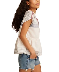 Lucky Brand Women's Shell-Sleeve Cotton Peasant Blouse