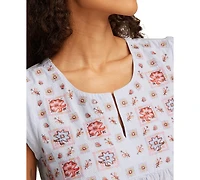 Lucky Brand Women's Shell-Sleeve Cotton Peasant Blouse