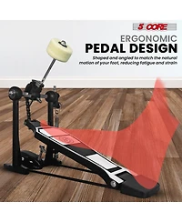 5 Core Bass Drum Pedal Mount Adjustable Felt Beater Head Single Chain Heavyduty Kick Drum Foot Pedal