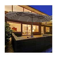 15 Feet Double-Sided Patio Umbrella with 48 Led Lights