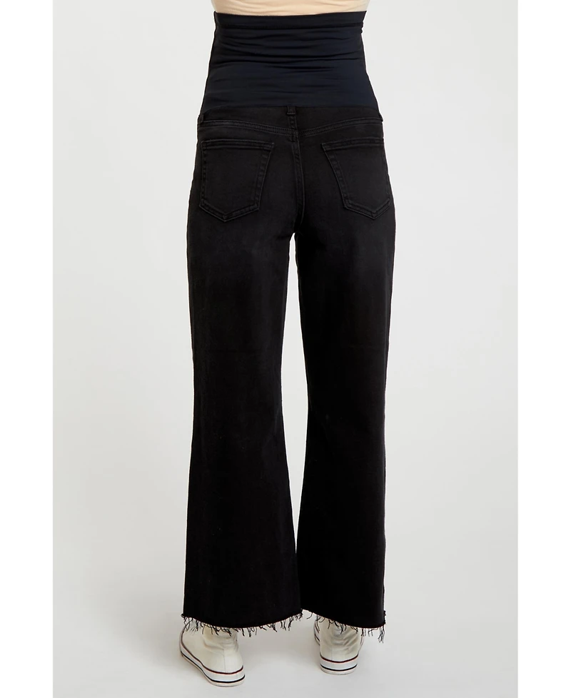 Pinkblush Maternity Black Wide Leg Raw Hem Jeans