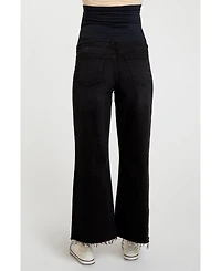 Pinkblush Maternity Black Wide Leg Raw Hem Jeans