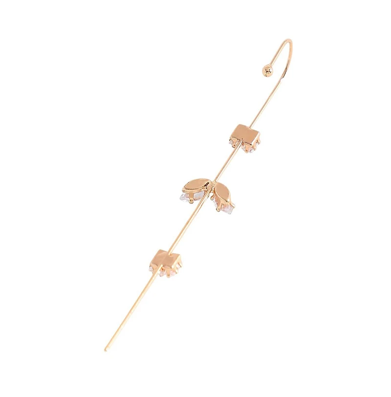 Sohi Gold-Plated Stones Cuff Earrings For Women