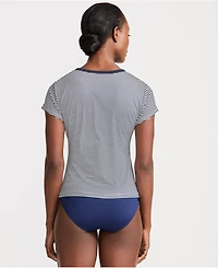 Lands' End Women's SunShade Upf 50 Cap Sleeve Fitted with Built Bra Rash Guard