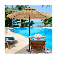 9 Feet Solar Powered Thatched Tiki Patio Umbrella with Led Lights.