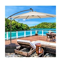 10 Feet Cantilever Umbrella with 32 Led Lights and Solar Panel Batteries