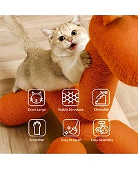 Hausource 33.46" Large Giraffe Cat Tree Tower Modern Cat Climb Toy Play Center for Kittens Small Cats, Orange