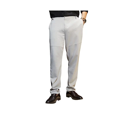 Campus Sutra Men's Cloud Grey Panel-Waffle Chino Trousers