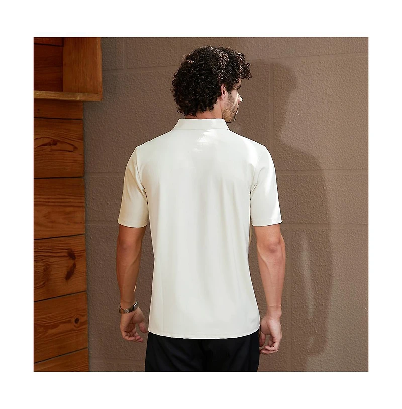 Campus Sutra Men's Off-White Seamless Waffle Polo T-Shirt