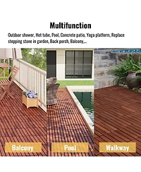 30-Piece Acacia Wood Deck Tiles - 12" x 12" Striped