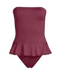 Lands' End Women's Sculpting Suit Ruffle Bandeau One Piece Swimsuit