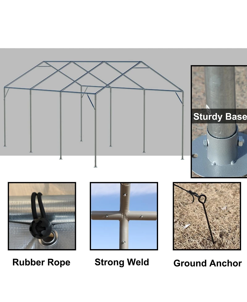 Carport Canopy 10x20 Ft - Heavy Duty Boat Car Garage