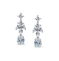Bling Jewelry Cubic Zirconia Cz Cluster Leaf Marquise Teardrop Chandelier Earrings Silver Plated Brass