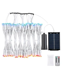 Yescom Patio Umbrella Solar String Light with Remote Control Timer Fit 8-Rib 8/9/10 Ft Outdoor 128 Rgb Led 8 Mode Camping Tents