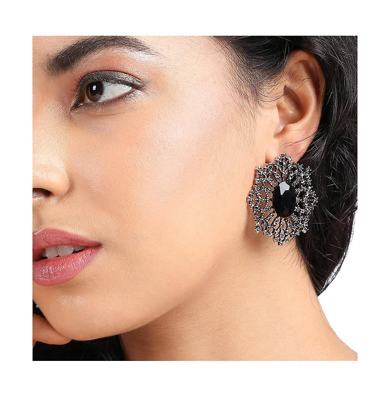 Sohi Crystal Snowflake Stud Earrings