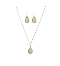 Sterling Silver 18k Gold Plated Leah Crystal Teardrop Necklace & Earrings Set