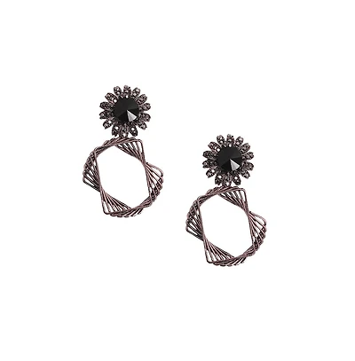 Sohi Twisted Square Daisy Drop Earrings