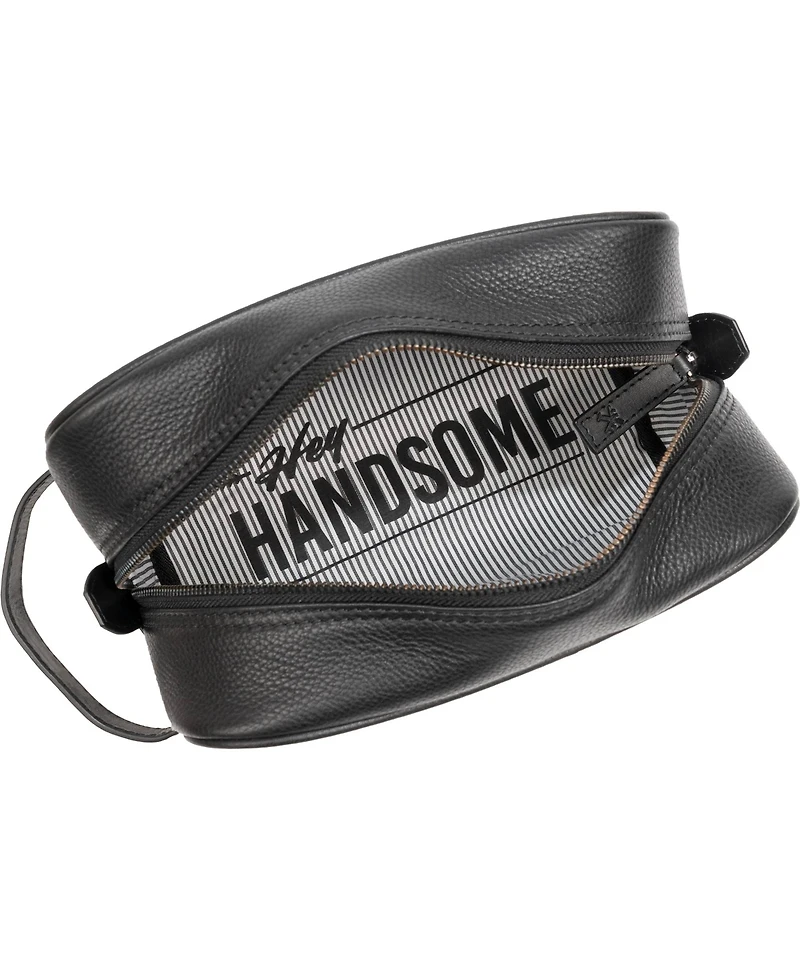 The Hey Handsome Pebble Grain Genuine Leather Toiletry Dopp Kit