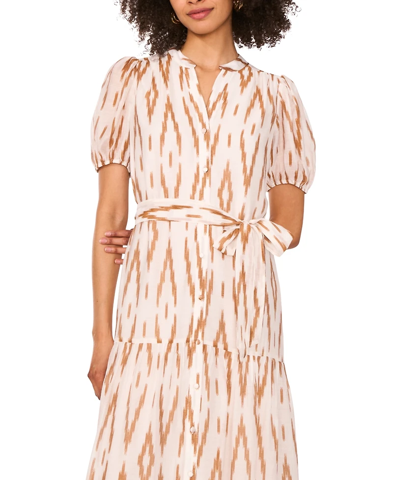 Vince Camuto Women's Printed Split-Neck Button Maxi Dress