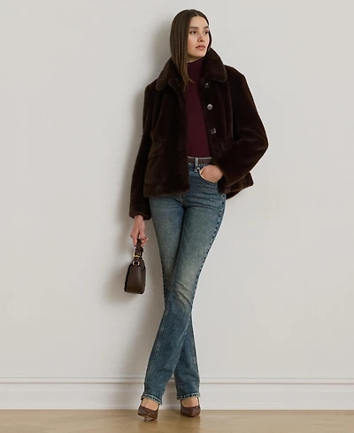 Lauren Ralph Women's Buttoned Faux-Fur Jacket
