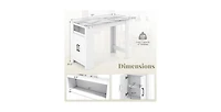 Bar Table Faux Marble Pub Table with 7 Hanging Hooks Compartment