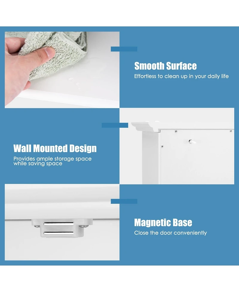 2-Door Wall Mount Bathroom Storage Cabinet with Open Shelf
