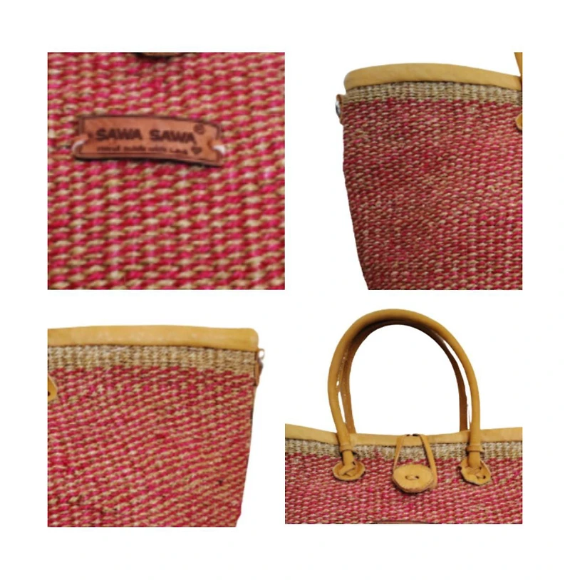 Brave Life Heart Handmade Sisal Straw Basket Tote Bag