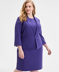Kasper Plus Collarless 3/4-Sleeve Blazer