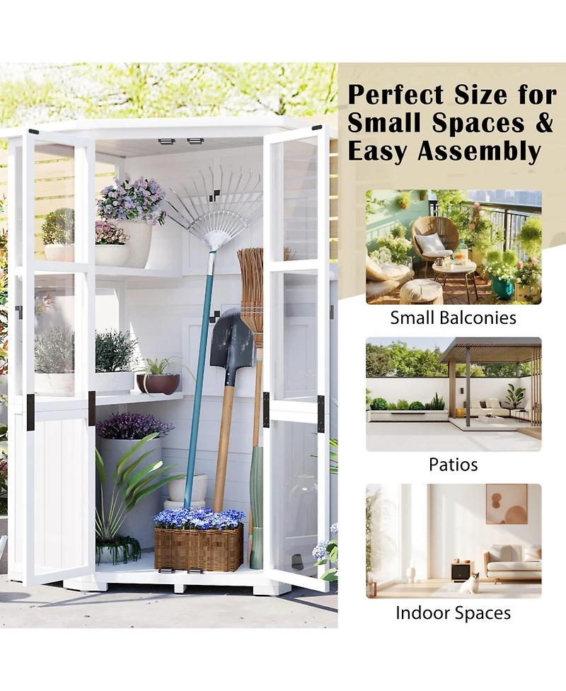 Outdoor Wood Storage Cabinet with Lockable Door
