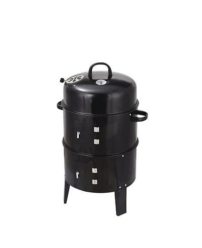 Outdoor double-layer grill, charcoal wood fired braising and smoking stove