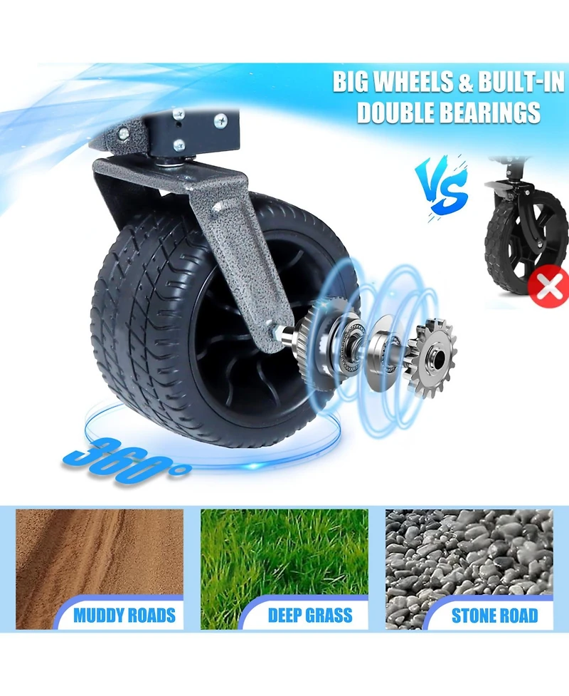 Collapsible Folding Wagon - 400LBS, All-Terrain Wheels