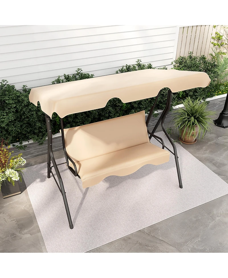 Gymax 3-Person Swing Chair Porch Seat w/ Adjustable Canopy Removable Cushion