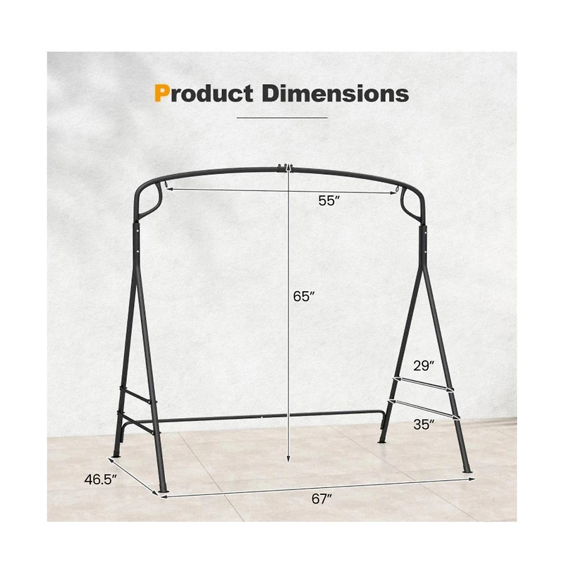 Outdoor Metal Swing Frame with Extra Side Bars
