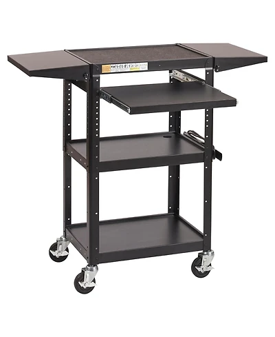 ECR4Kids Av Presentation Cart Stand with Drop Leaves, Black, 1