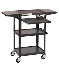 ECR4Kids Av Presentation Cart Stand with Drop Leaves, Black, 1