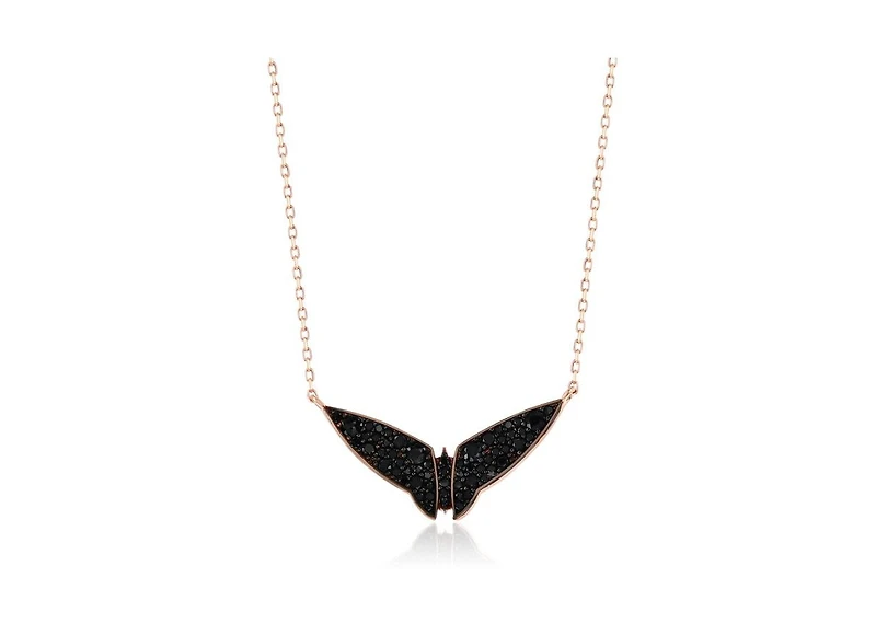 Suzy Levian Sterling Silver Cubic Zirconia Bat Wings Necklace