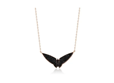 Suzy Levian Sterling Silver Cubic Zirconia Bat Wings Necklace