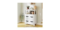 24 Inch Floor Cabinet with 2 Open Compartments and 2 Drawers