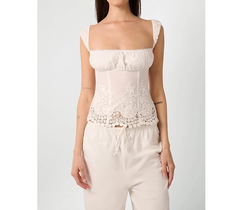 WeWoreWhat Women's Wide Strap Ruched Cup Corset