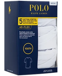 Polo Ralph Lauren Big Boys Crewneck Undershirts, 5 Pack