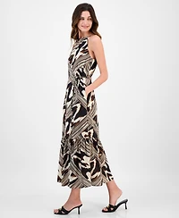 Anne Klein Women's Printed Halter-Neck Sleeveless Midi Dress
