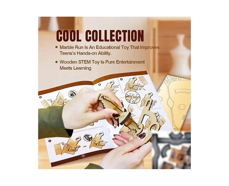 Livevie 3D Wooden Catapult Kit Stem Toy for Kids, Includes Panels, Elastic Bands, and Eva Balls, Explore Physics Principles of Force, Trajectory, and