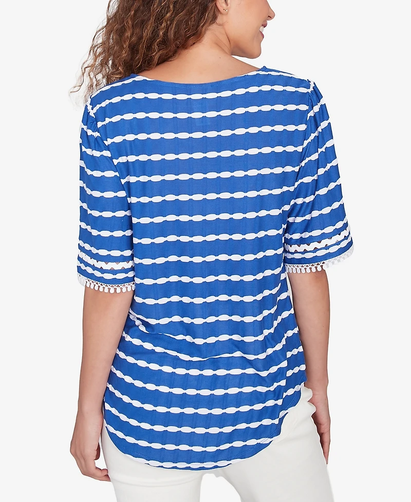Ruby Rd. Petite Tapered Stripe Textured T-Shirt