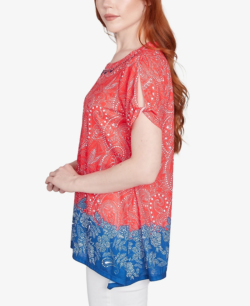 Ruby Rd. Petite Americana Embellished Jersey T-Shirt