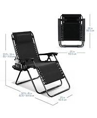 Outdoor Patio Zero Gravity Chair - Reclining Lounge Chairs with Pillows & Cup Holders